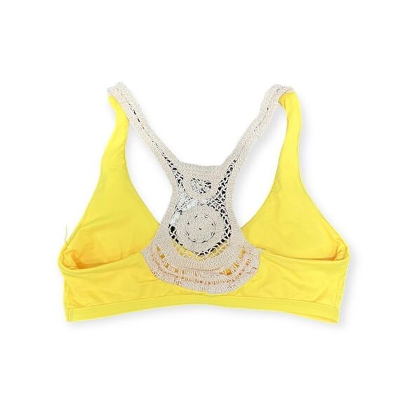 L*SPACE lemon yellow crochet racerback bikini top - Picture 1 of 2